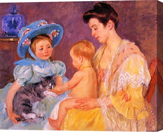 Mary Cassatt Children Playing with a Cat Stretched Canvas Print / Canvas Art