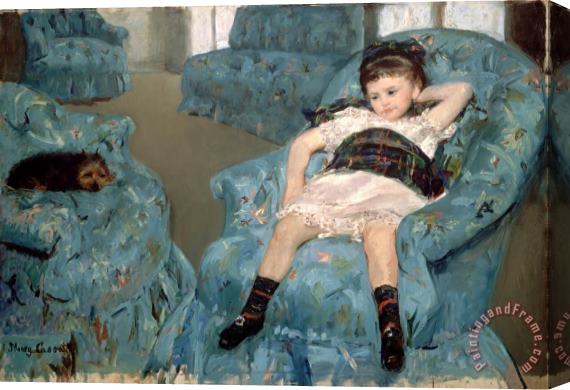Mary Cassatt Little Girl in a Blue Armchair Stretched Canvas Painting / Canvas Art