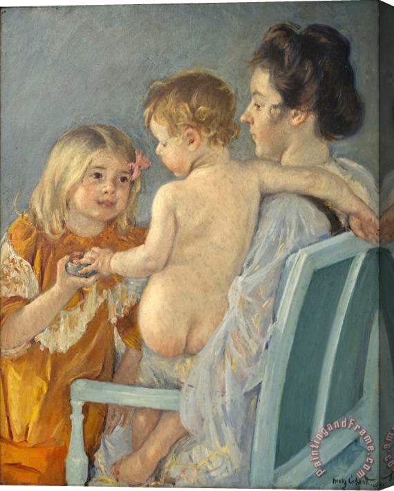 Mary Cassatt Sara Handing a Toy to The Baby Stretched Canvas Print / Canvas Art