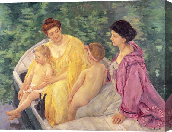 Mary Cassatt The Swim, Or Two Mothers And Their Children on a Boat Stretched Canvas Painting / Canvas Art