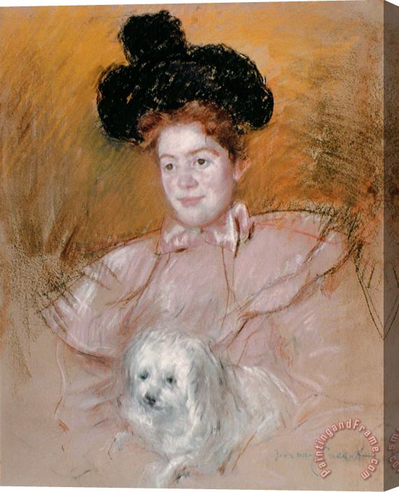 Mary Cassatt Woman Holding a Dog Stretched Canvas Painting / Canvas Art