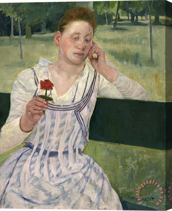 Mary Cassatt Woman with a Red Zinnia Stretched Canvas Print / Canvas Art