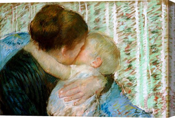 Mary Stevenson Cassatt A Goodnight Hug Stretched Canvas Painting / Canvas Art