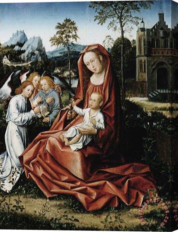 Master of Frankfurt Madonna And Child with Angels Stretched Canvas Print / Canvas Art