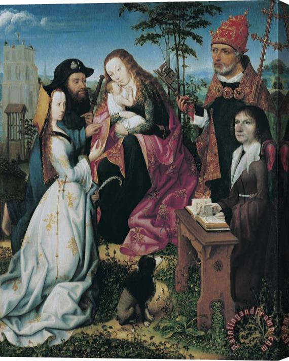 Master of Frankfurt Virgin And Child with Saint James The Pilgrim, Saint Catherine And The Donor with Saint Peter Stretched Canvas Painting / Canvas Art