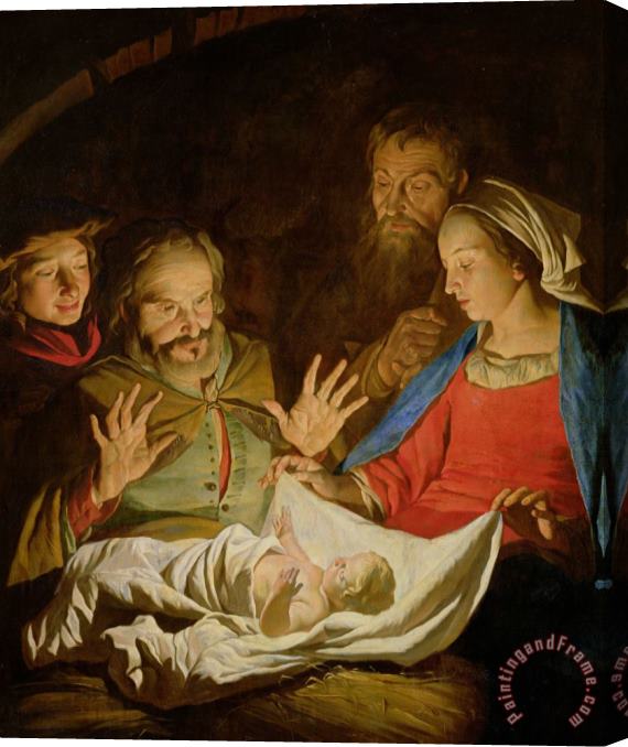 Matthias Stomer The Adoration of the Shepherds Stretched Canvas Print / Canvas Art