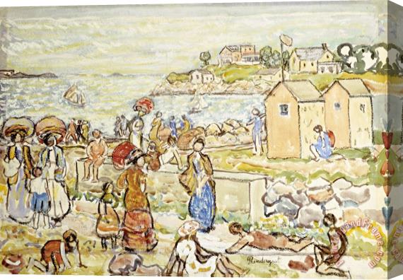 Maurice Brazil Prendergast Bathers And Strollers at Marblehead Stretched Canvas Print / Canvas Art