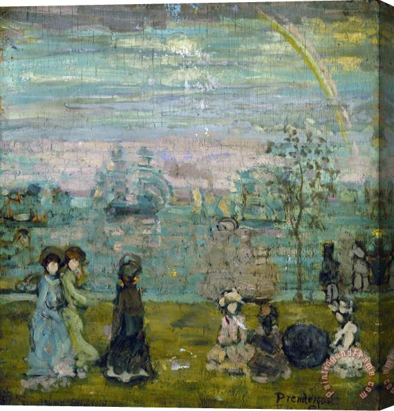 Maurice Brazil Prendergast Promenade with Parasols Stretched Canvas Painting / Canvas Art