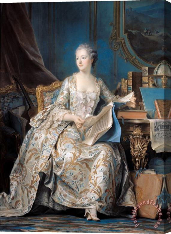 Maurice-Quentin de La Tour Jeanne Poisson (1721 64) The Marquise De Pompadour Stretched Canvas Painting / Canvas Art