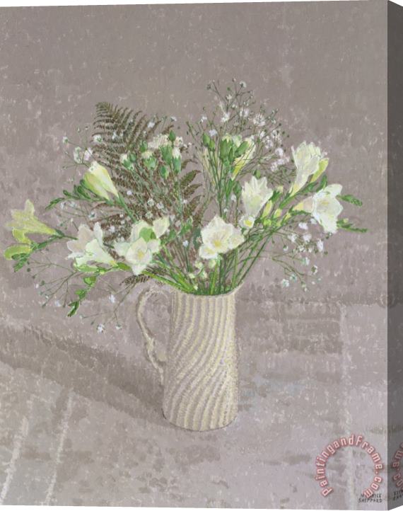Maurice Sheppard Still Life With Freesias White Carnation And A Fern Stretched Canvas Painting / Canvas Art