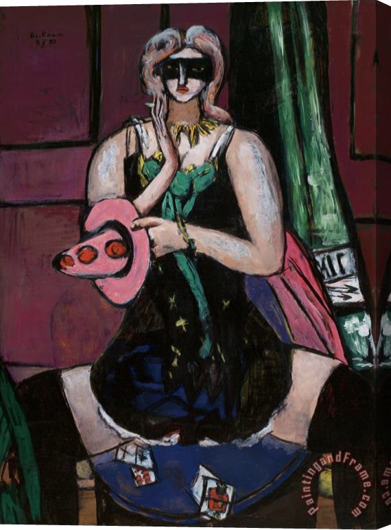 Max Beckmann Carnival Mask, Green, Violet, And Pink Stretched Canvas Painting / Canvas Art