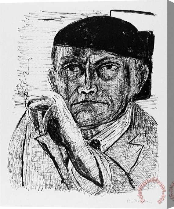 Max Beckmann Self Portrait (selbstbildnis) From Day an Stretched Canvas Painting / Canvas Art