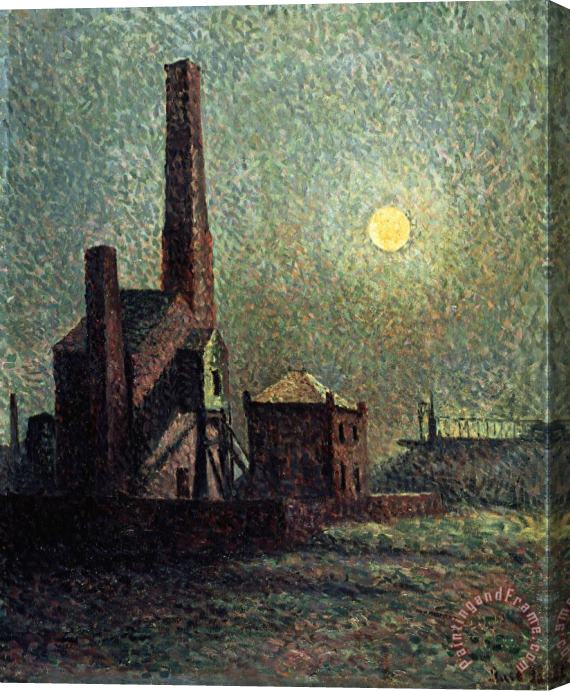 Maximilien Luce Machine by Moonlight Stretched Canvas Painting / Canvas Art