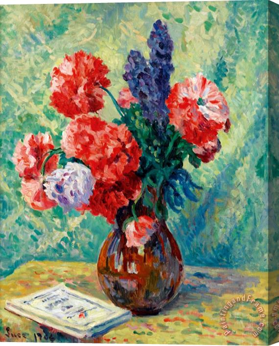 Maximilien Luce Vase De Fleurs Stretched Canvas Painting / Canvas Art