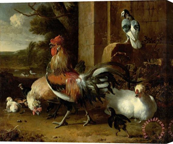 Melchior de Hondecoeter Poultry Yard Stretched Canvas Painting / Canvas Art
