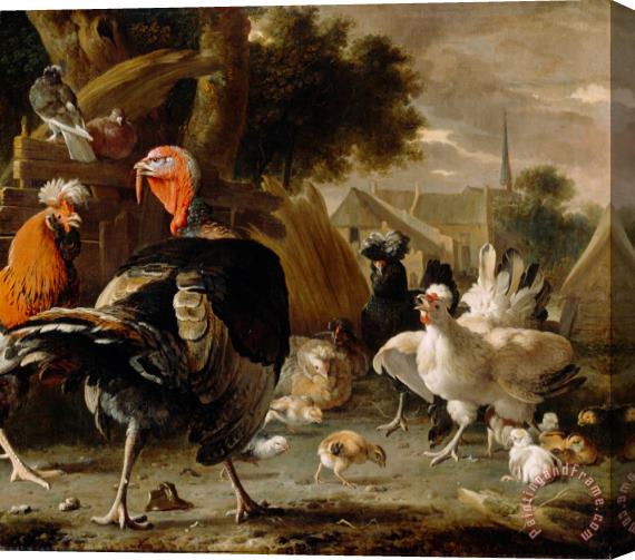 Melchior de Hondecoeter Poultry Yard Stretched Canvas Painting / Canvas Art