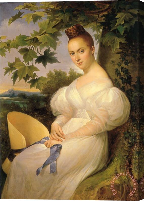 Merry Joseph Blondel Portrait of a Woman Seated Beneath a Tree Stretched Canvas Painting / Canvas Art