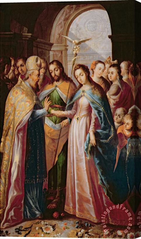 Mexican School The Marriage of Mary and Joseph Stretched Canvas Print / Canvas Art