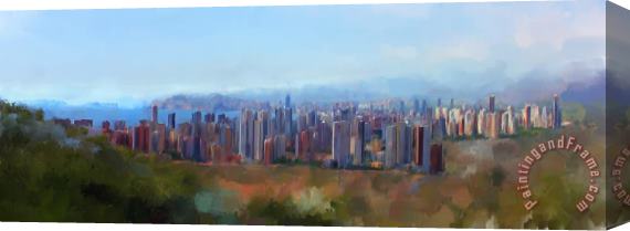 Michael Greenaway Benidorm Skyline Stretched Canvas Print / Canvas Art