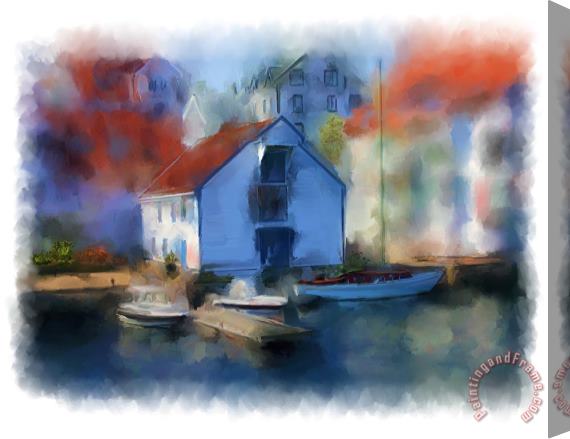 Michael Greenaway Haugesund Boat House Stretched Canvas Painting / Canvas Art