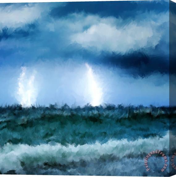 Michael Greenaway Thunder and lightning at sea Stretched Canvas Print / Canvas Art