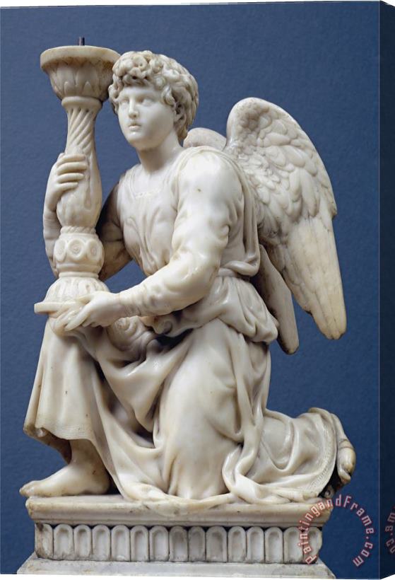 Michelangelo Buonarroti Angel Holding a Candelabra 1495 Stretched Canvas Painting / Canvas Art