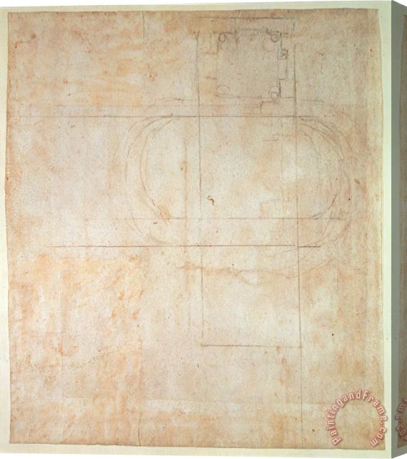 Michelangelo Buonarroti Architectural Drawing Pencil on Paper Stretched Canvas Print / Canvas Art