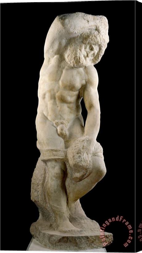 Michelangelo Buonarroti Bearded Slave C 1520 23 Stretched Canvas Painting / Canvas Art