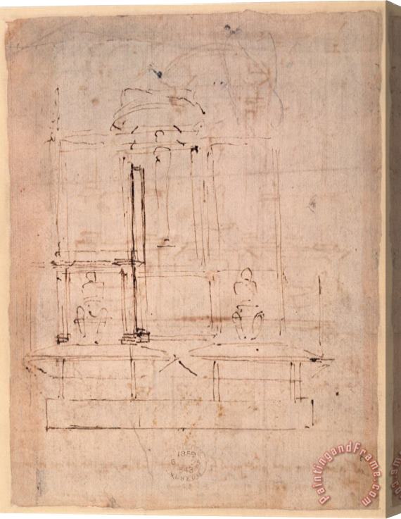 Michelangelo Buonarroti Design for The Tomb of Pope Julius II 1453 1513 Brown Ink on Paper Verso Stretched Canvas Print / Canvas Art