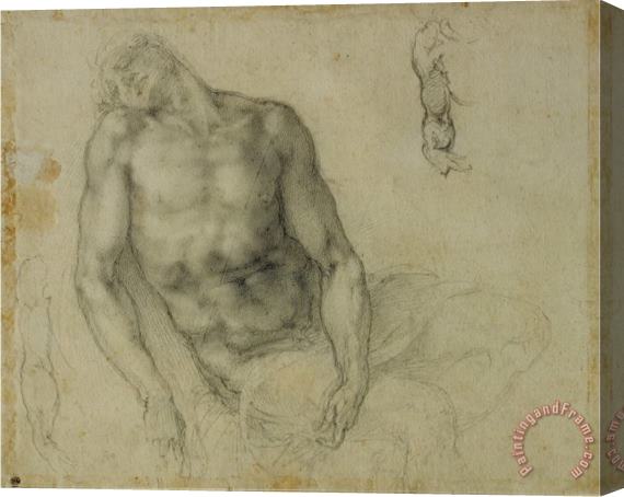 Michelangelo Buonarroti Figure of The Dead Christ And Two Studies of The Right Arm Stretched Canvas Print / Canvas Art