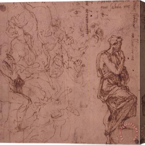 Michelangelo Buonarroti Figure Studies for a Woman Stretched Canvas Painting / Canvas Art