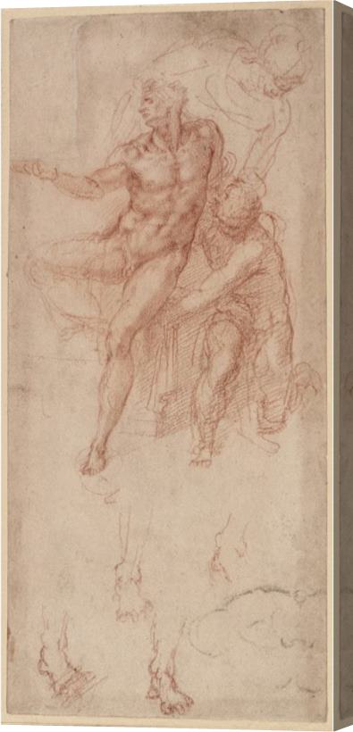 Michelangelo Buonarroti Figure Studies Stretched Canvas Print / Canvas Art