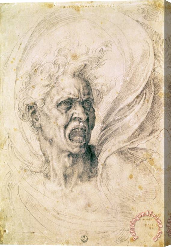Michelangelo Buonarroti Head of a Man Shouting Stretched Canvas Print / Canvas Art