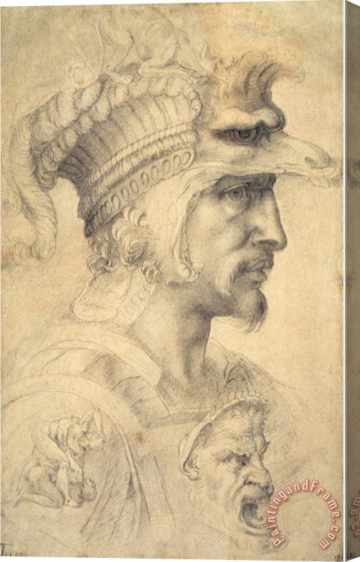 Michelangelo Buonarroti Ideal Head of a Warrior Stretched Canvas Painting / Canvas Art