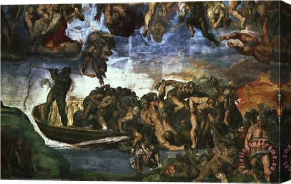 Michelangelo Buonarroti Last Judgement Detail From The Bottom Right Corner Sistine Chapel Stretched Canvas Painting / Canvas Art
