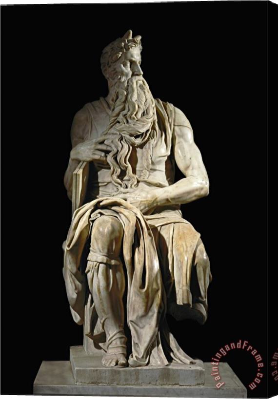 Michelangelo Buonarroti Moses From The Tomb of Pope Julius II in San Pietro in Vincoli Rome Stretched Canvas Painting / Canvas Art