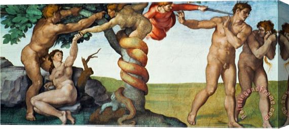 Michelangelo Buonarroti Original Sin Ceiling Frescoes After Restoration Stretched Canvas Print / Canvas Art