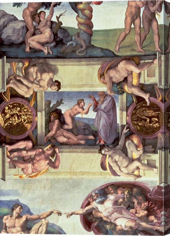 Michelangelo Buonarroti Sistine Chapel Ceiling 1508 12 The Creation of Eve 1510 Post Restoration Stretched Canvas Print / Canvas Art