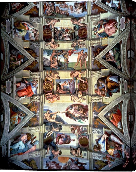 Michelangelo Buonarroti Sistine Chapel Ceiling And Lunettes 1508 12 Stretched Canvas Print / Canvas Art