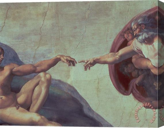 Michelangelo Buonarroti Sistine Chapel Ceiling Creation Of Adam Detail Of The Outstretched Arms 1510 Stretched Canvas Painting Canvas Art By