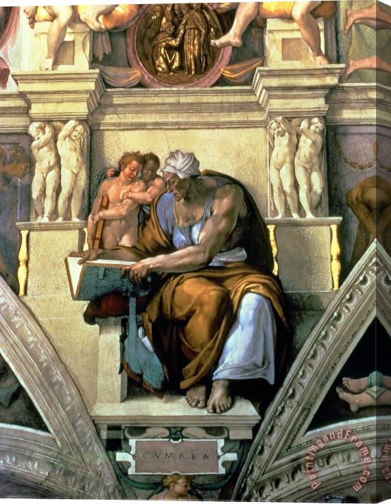 Michelangelo Buonarroti Sistine Chapel Ceiling Cumaean Sibyl 1510 Stretched Canvas Painting / Canvas Art