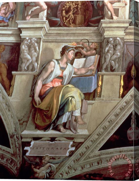 Michelangelo Buonarroti Sistine Chapel Ceiling Eritrean Sibyl 1510 Stretched Canvas Painting / Canvas Art