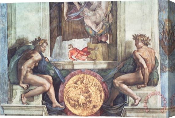 Michelangelo Buonarroti Sistine Chapel Ceiling Ignudi Stretched Canvas Print / Canvas Art