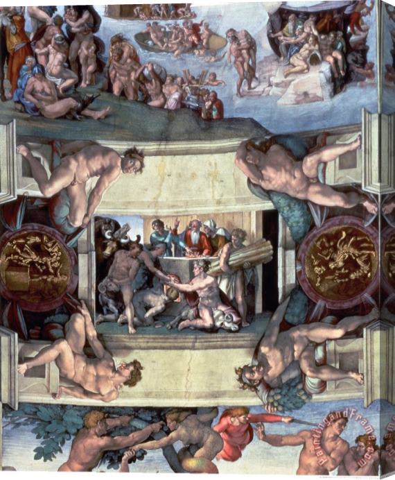 Michelangelo Buonarroti Sistine Chapel Ceiling The Sacrifice of Noah 1508 10 Stretched Canvas Painting / Canvas Art