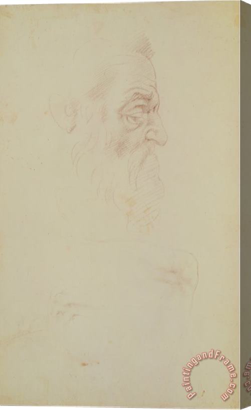 Michelangelo Buonarroti Sketch of a Male Head And Two Legs Stretched Canvas Painting / Canvas Art