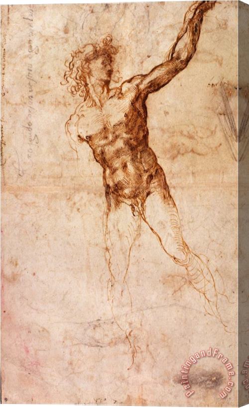 Michelangelo Buonarroti Sketch of a Nude Man Stretched Canvas Painting / Canvas Art