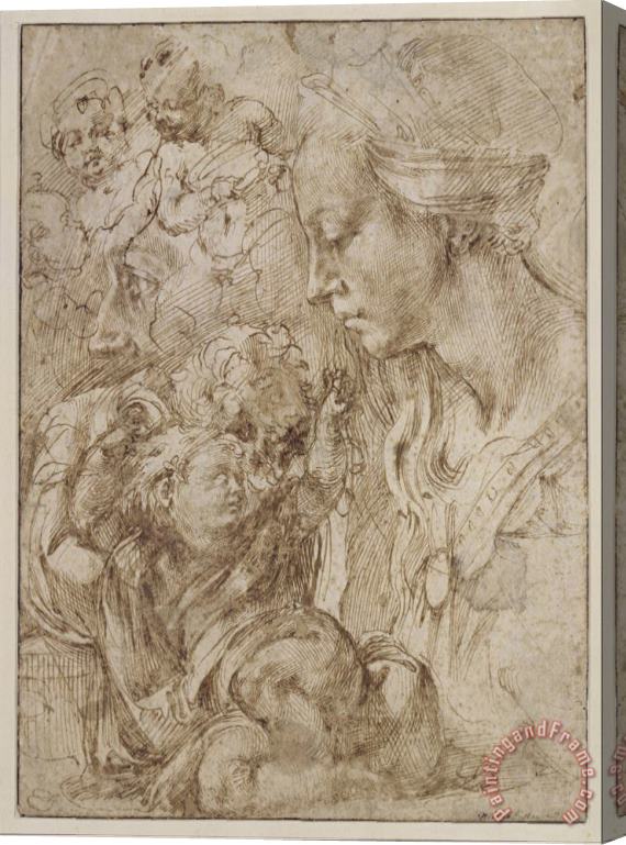 Michelangelo Buonarroti Studies for a Holy Family Stretched Canvas Painting / Canvas Art