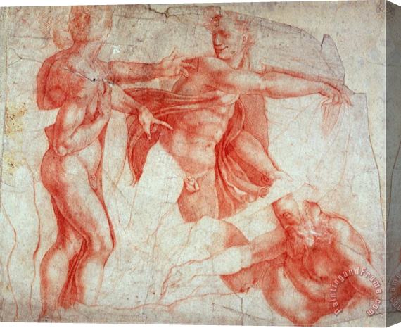 Michelangelo Buonarroti Studies of Male Nudes Stretched Canvas Painting / Canvas Art