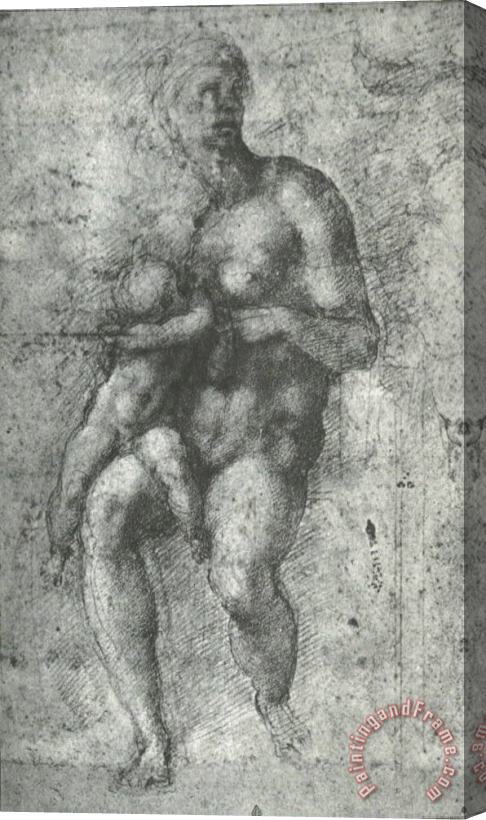 Michelangelo Buonarroti Study for a Holy Family with The Infant St John 1534 Stretched Canvas Painting / Canvas Art