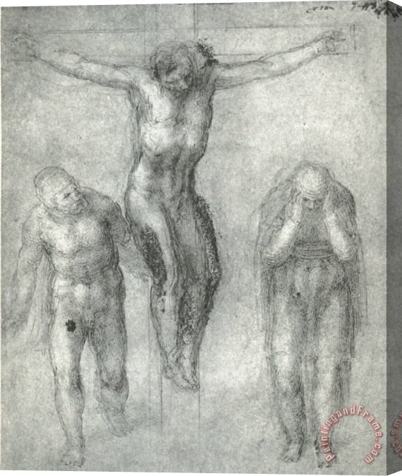 Michelangelo Buonarroti Study for Christ on The Cross with Mourners 1548 Stretched Canvas Print / Canvas Art